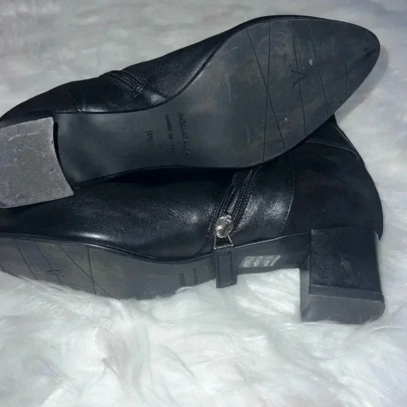 Aquatalia Black Buckle Pointed Toe Leather Booties 9.5 - Picture 6 of 7